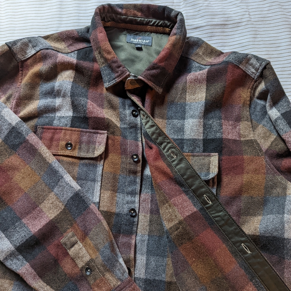 Men's wool blend button down winter shirt